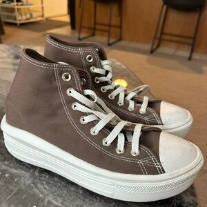 Converse Brown High-Top Platform Canvas Sneakers